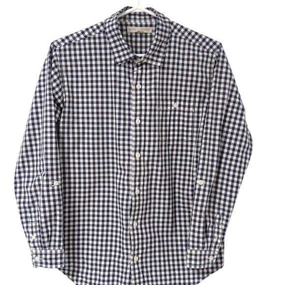 Hope & Henry Navy Gingham Button down Shirt | Boys XL - Picture 2 of 5